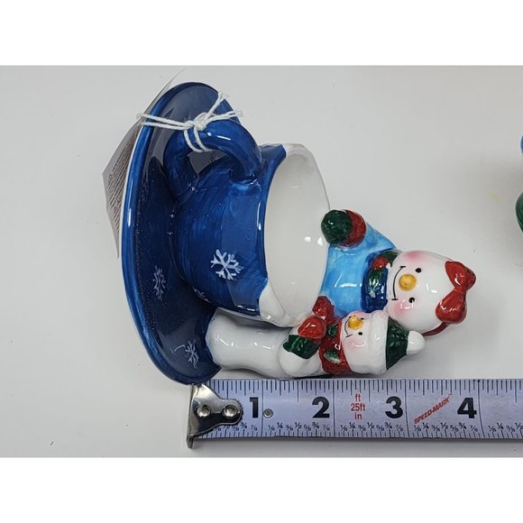New Home Interiors Set Of 3 Snowmen Tea Light Candle Holders In‎ Original Box - Picture 11 of 11